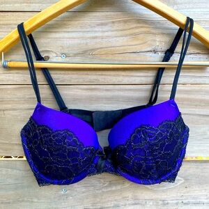 VS Very Sexy Lined Demi Bra Size 34D Purple Black